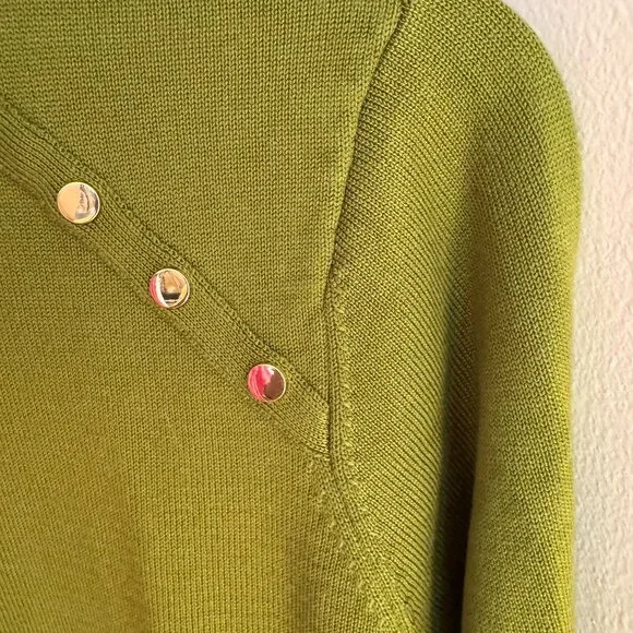 NWOT mockneck studded trim pullover sweater, green, size MP, from Appleseed's - Picture 6 of 9